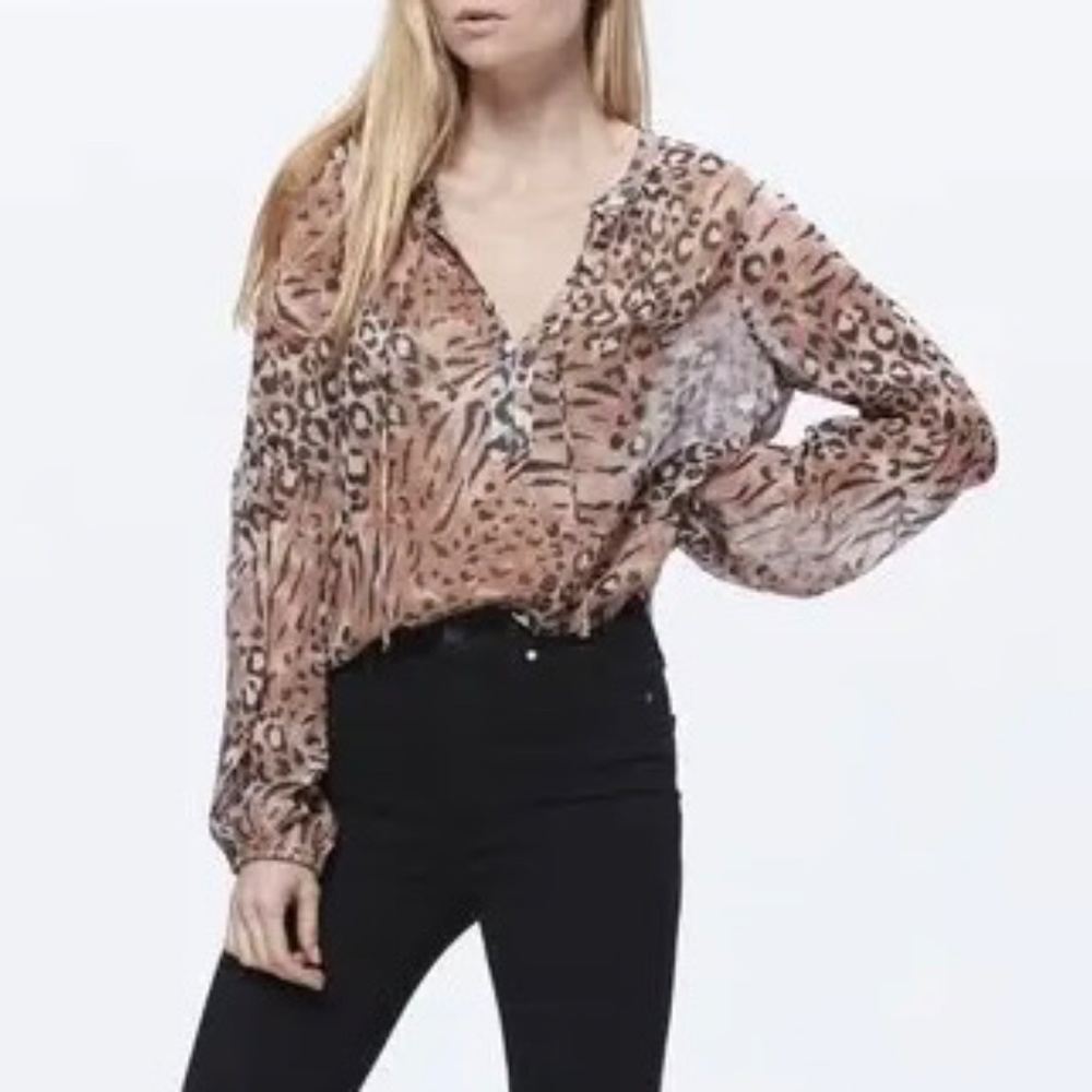 PAIGE  Women's Beretta Printed-silk Blouse In Light Hyde $249 Size Small